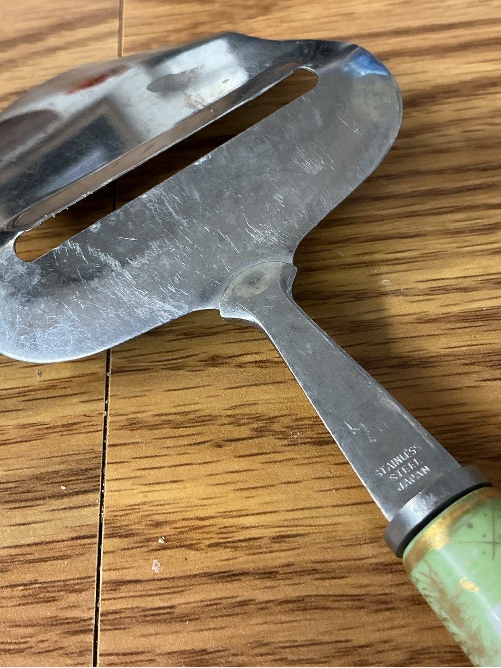 Porcelain handle metal cheese slicer vintage